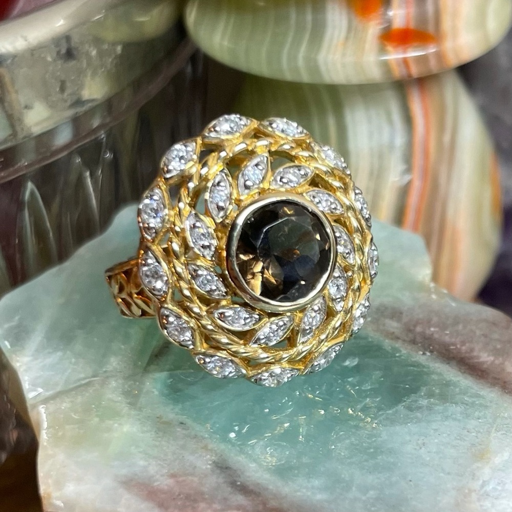 Smoky Topaz Scroll Cocktail Ring